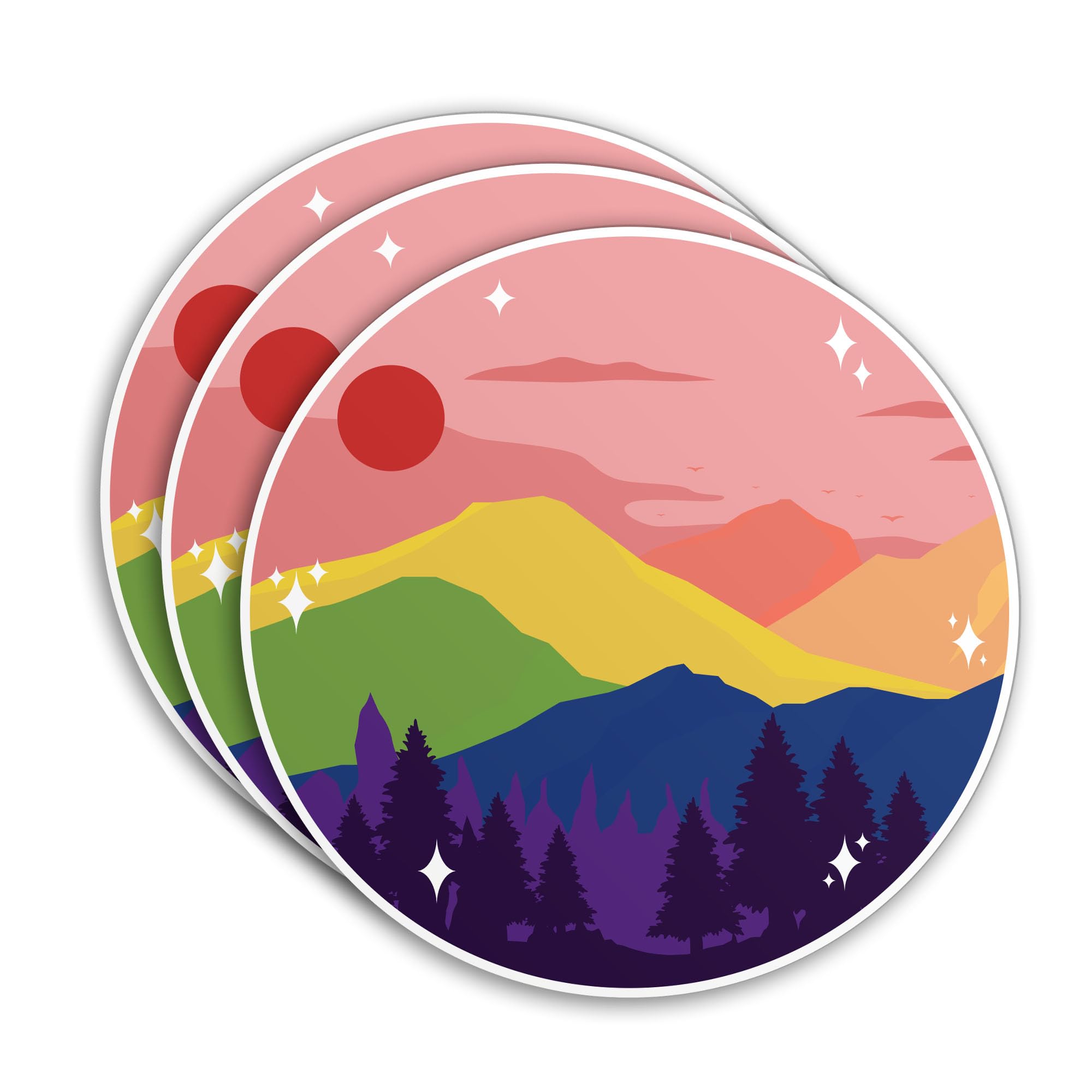 (3Pcs) Subtle LGBTQ+ Sticker LGBTQ+ Flag LGBT Stickers Pride Mountain Trans Sunset Cute 2
