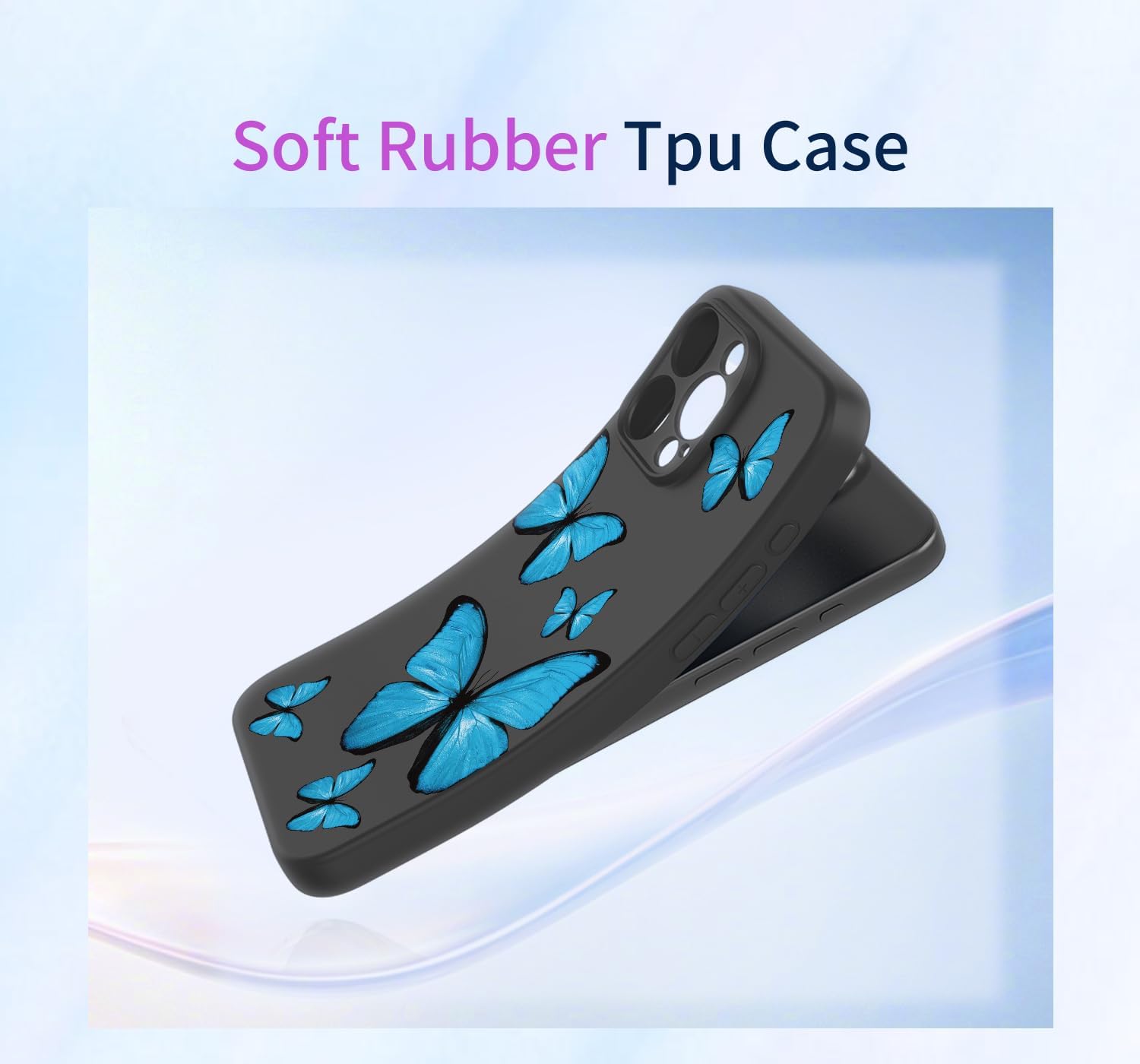 Phone Case for Redmi Note 13 4G Case, 23129RAA4G 23124RA7EO Case Cute Butterfly Pattern Design Slim Protective Soft TPU Bumper Phone Cover for Xiaomi Redmi Note 13 4G Black Butterfly - Image 5