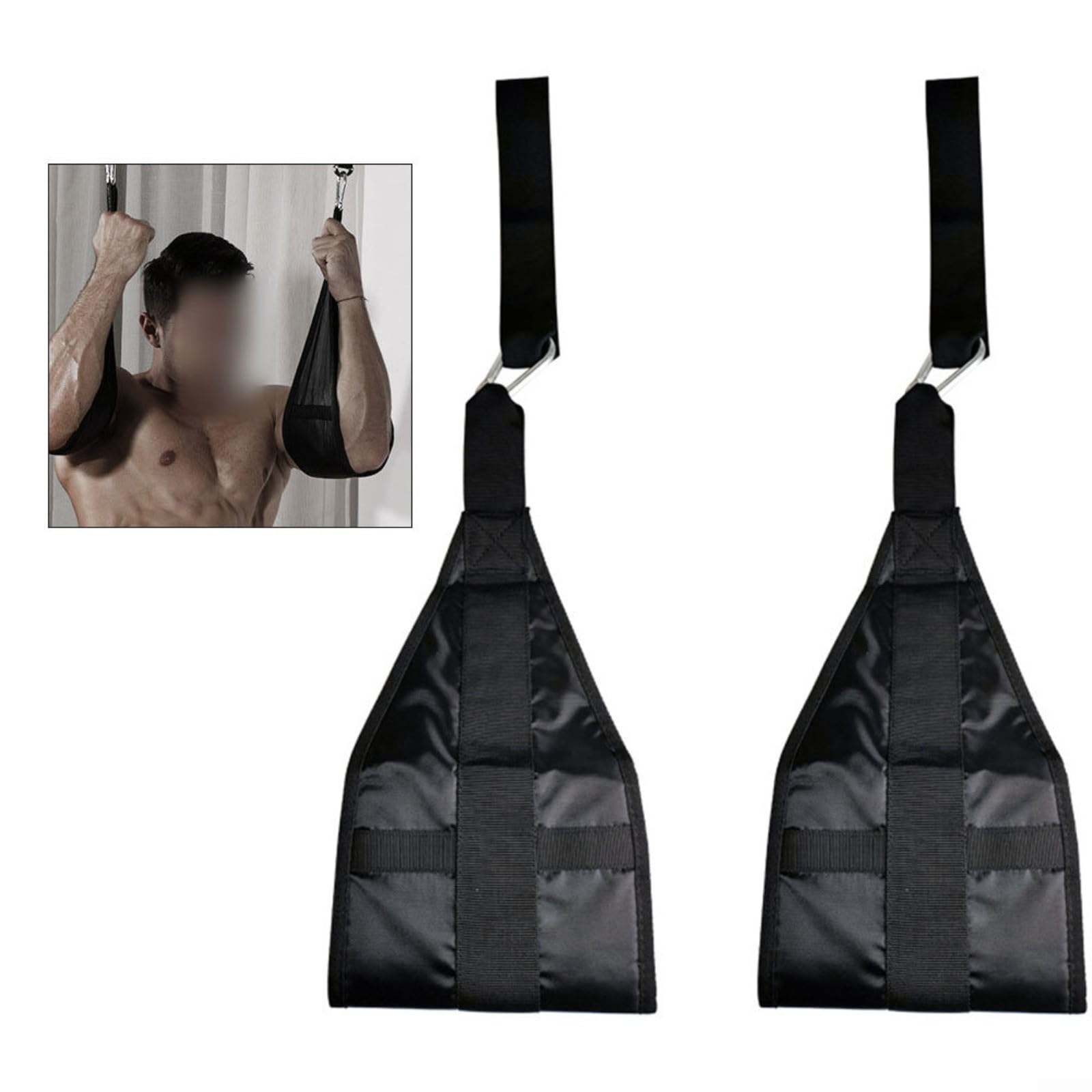Core Bauchtrainingsgürtel für Klimmzugstange, hängende Bauchgurte mit Stahlhaken, Heim-Fitnessgeräte für alle Niveaus, Schwarz