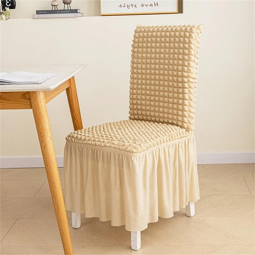 PBTMCD Seersucker Skirt Chair Covers Set Of 2 Stretch Washable Slipcovers For Dining Room Banquet Wedding Seat Protector(6#)