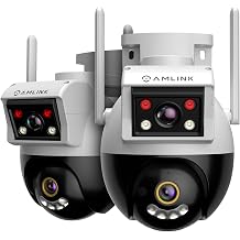 AMLINK 2-Pack 2X 2MP Dual-Lens WiFi Camera Outdoor, Human Detection, Motion-Tracking, w/ 2-Way Audio, Pan/Tilt Wireless IP Camera, NDAA Compliant, Built in Siren, 2PACK-AL4M-P402W
