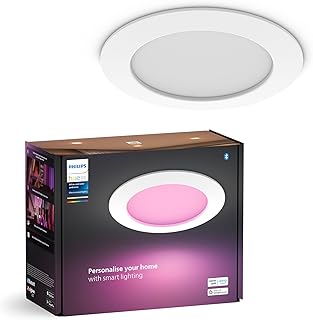 Philips Hue Smart Slim Recessed Light, 170 mm, White and Coloured Light, Bluetooth Compatible, Voice Control with Alexa, A…