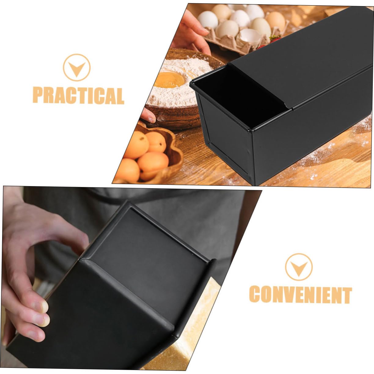 2 Moldes Deslizantes Para Pan Tostado Antiadherentes De Aluminio Con Tapa De Hierro Negro