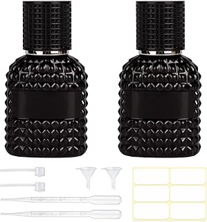 2 Pack 30ml Perfume Spray Bottles Empty, Refillable Glass Fine Mist Atomizer, Portable Travel Perfume Atomizers Fragrance Containers Sprayer for Cleaning, Essential Oils, Liquids (Black)