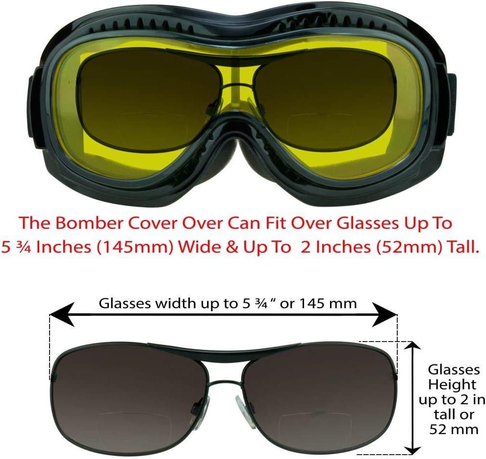 Bikershades Fit Over Goggles for Eye-Glasses Motorcycle Riding Cycling Skiing Sky Diving Outdoor Work