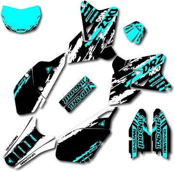 White & Cyan Slick Graphics Kit fit Suzuki DRZ400SM Drz400s drz400 S upermoto DRZ