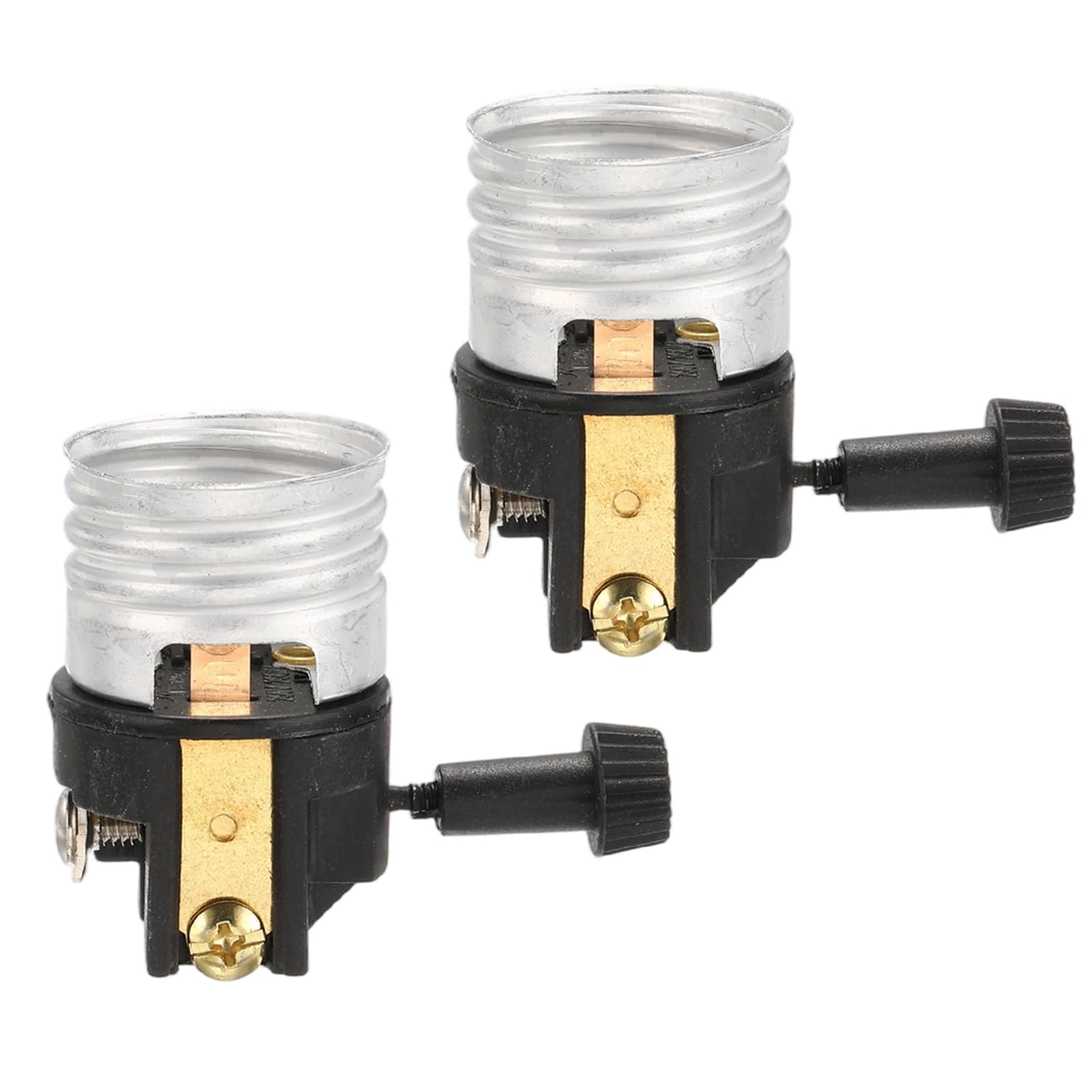 VIAPUICE UL Listed Screw-Lock E26 Light Socket 2Pack Silver Black