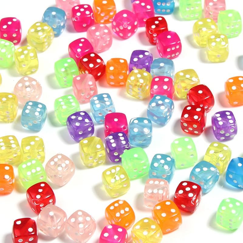 500PCS Colorful Dice Beads 8.5mm Dice Charming Beads 6 Sided Game Dices for Women Necklace Earring Bracelet Making Supplies - Image 2