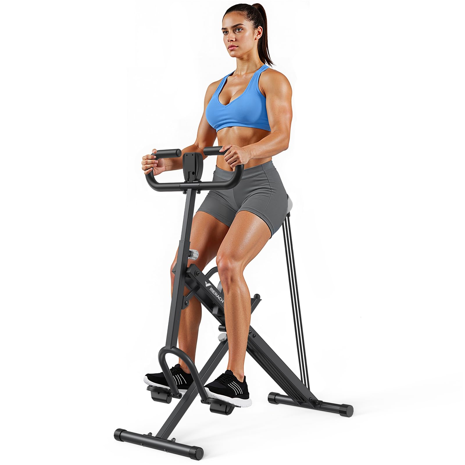 Squat Machine, MERACH R07 2 in 1 Squat Rowing Machine, Easy Setup & Foldable Exercise Equipment, Glute Trainer Machine, Glutes & Leg Home Workout Machine(Dark Gray)