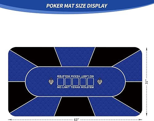Miniatura 2 de nuveti 63 x 31 cartas de póquer plegables de Texas Poker con diseño de mesa, portátil, antideslizante, tapete de juego de mesa de póquer para 8-10