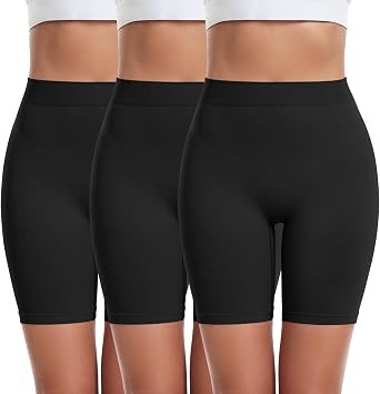 FRESBEIT 3 Pack Slip Shorts for Women Under Dress Comfortable Smooth Boyshorts Panties Biker Shorts