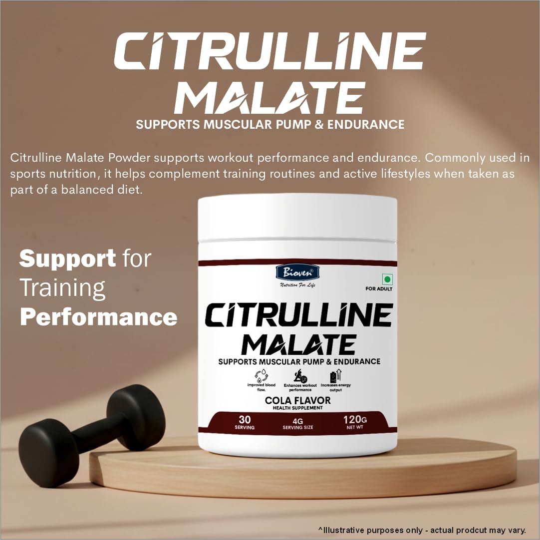 Biovencer Citrulline Malate Powder 120g | L-Citrulline Supplement for Workout Pump & Endurance | Pre-Workout Nutrition for Adults 2