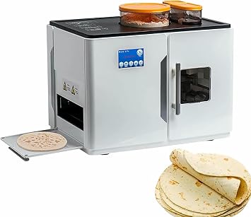 Roti Chapati Maker - Fully Automatic Machine for Tortillas, Pancakes, Flatbreads & Pita - Double-Sided Heating, Adjustable Temperature, Makes 8 Pieces at Once