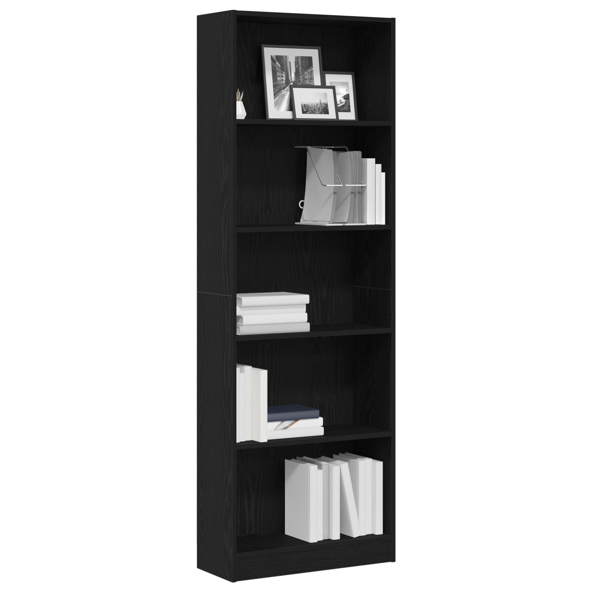 Generisch Bücherregal Schwarz Eichen-Optik 60 x 24 x 176 cm Holzwerkstoff,Möbel,Regalsysteme,Bücherregale Bücherschränke-862468