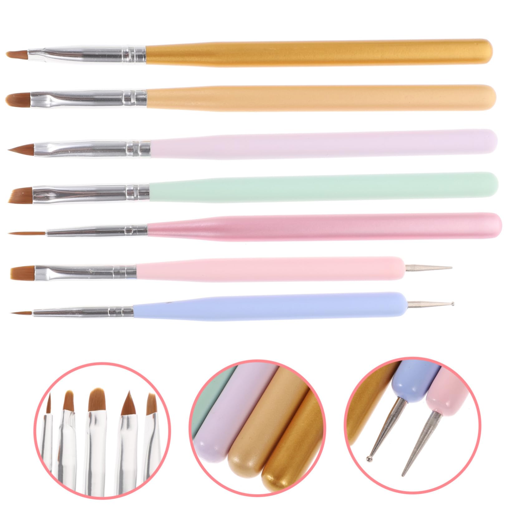 FRCOLOR 35pezzi Pennelli Per Nail Art Con Manico Strumenti Per Disegni Unghie Per Manicure e Decorazioni Personalizzate