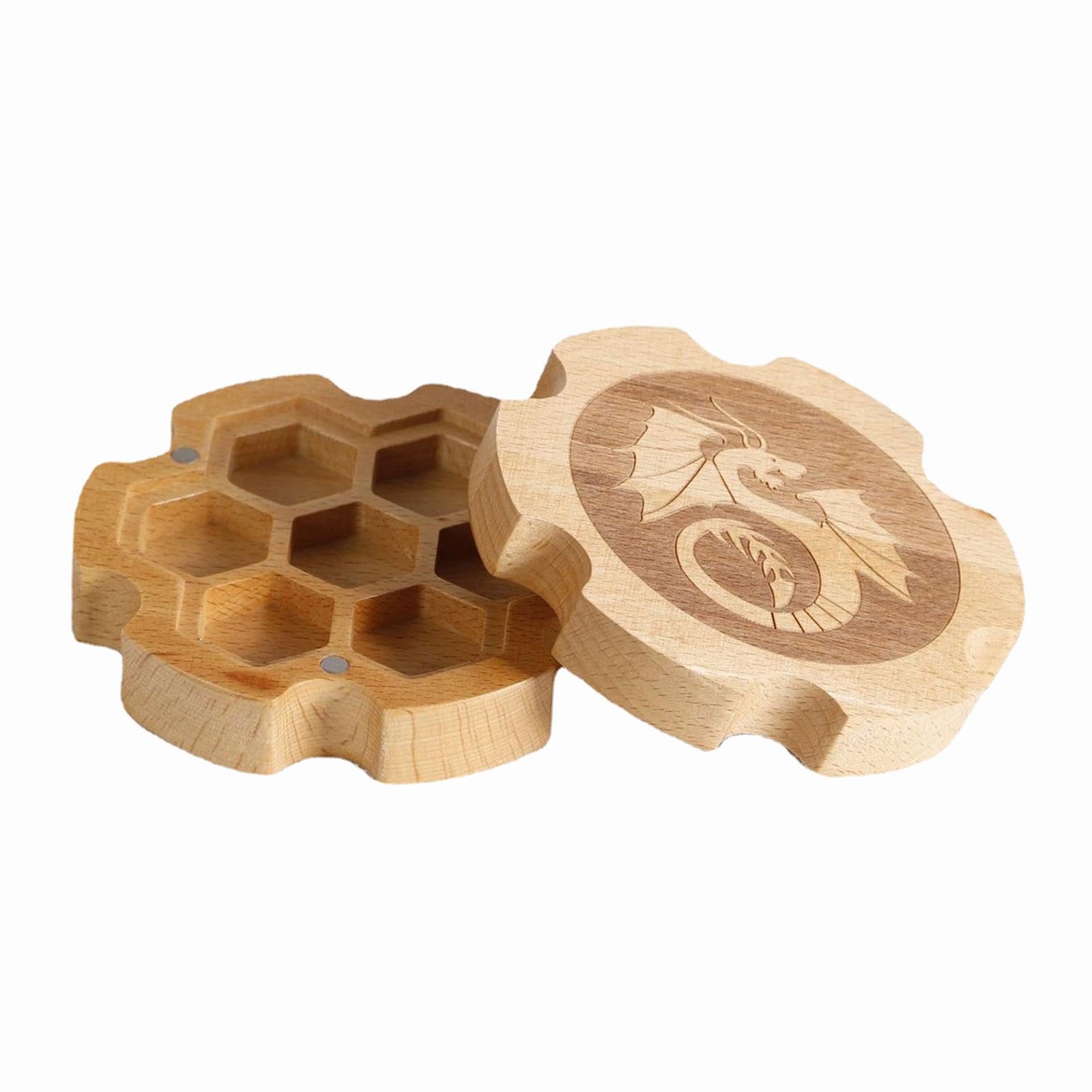 Würfelbox aus Holz, 3er-Set, 7 Stück, für Kinder und Erwachsene, Geschenk-Würfelbox mit Deckel, Buchenfarbe