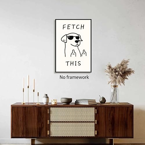 Miniatura 3 de Fetch This Dog - Arte de pared divertido y estético, impresión en lienzo vintage en blanco y negro, póster de perro fresco, retro, moderno,