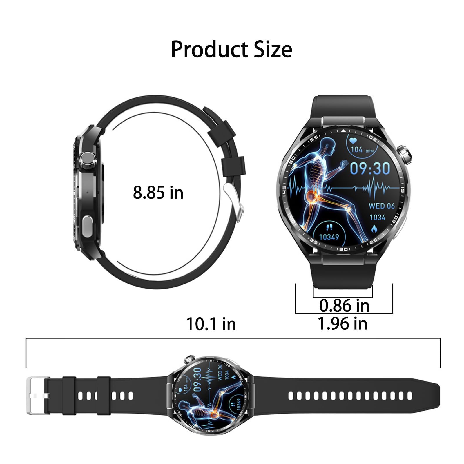 Smartwatch Dla Mężczyzn 1,55 "ekran HD Połączenia Bluetooth Tracker Fitness Monitorowanie Zdrowia IP67 Wodoodporny Krokomierz Dla IOS/Android,E