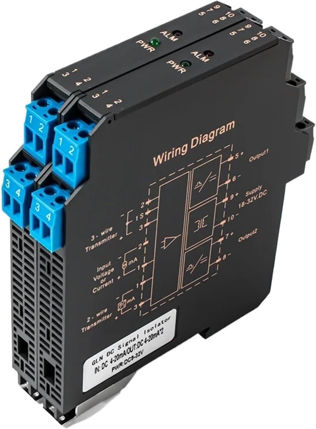 MNEXQML 1PCS 4-20mA 0-10V Signal Converter 0-5V 1-5V 1 in 1 Out 1 in 2 Out Signal Isolation Converter DC24V Analog Signal Isolator(1in1out,Output 4-20MA_Input 4-20MA_DC24V)