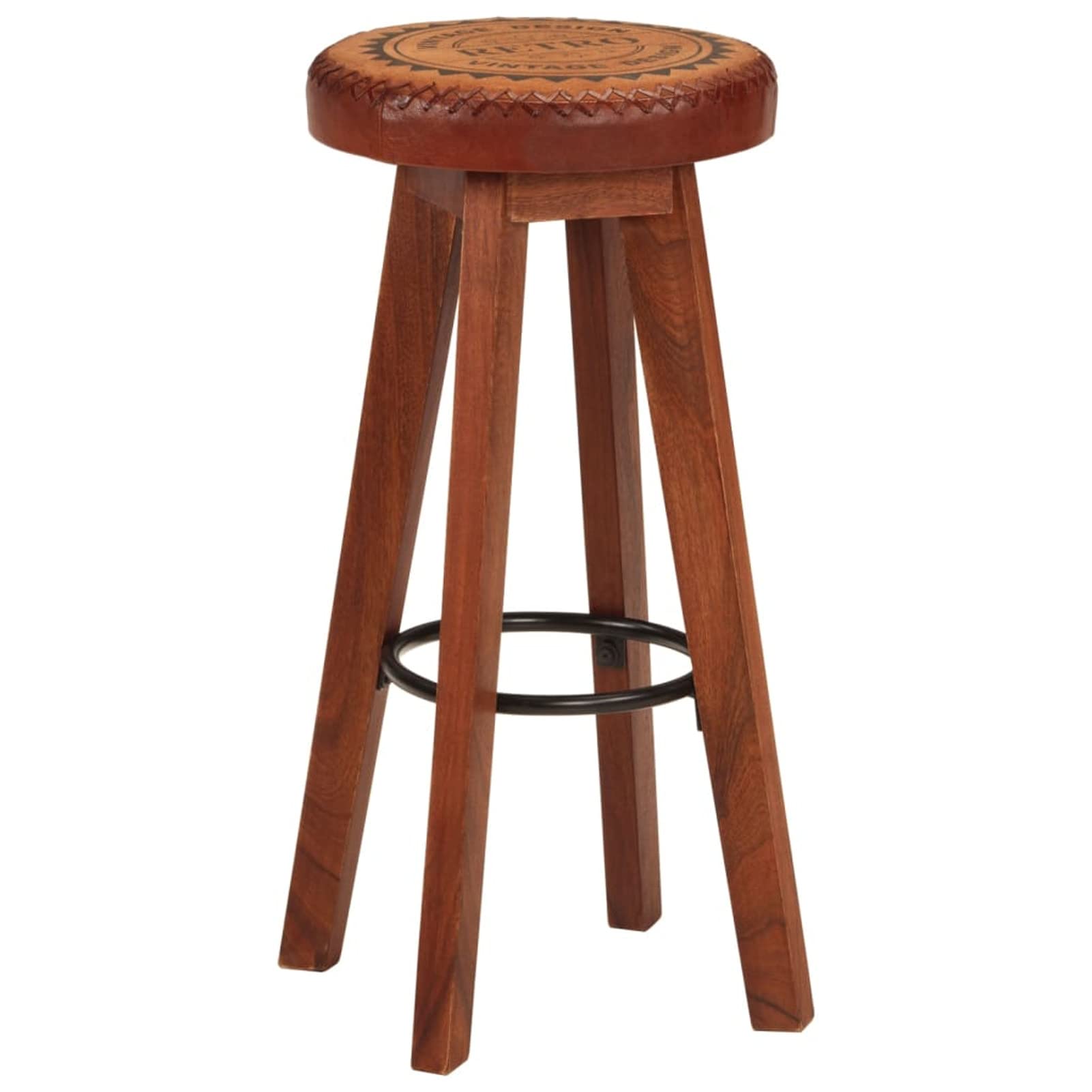Homgoday Taburetes de bar de 2 piezas de piel auténtica y madera maciza de acacia, silla de oficina, silla de oficina, silla de escritorio para salón dormitorio