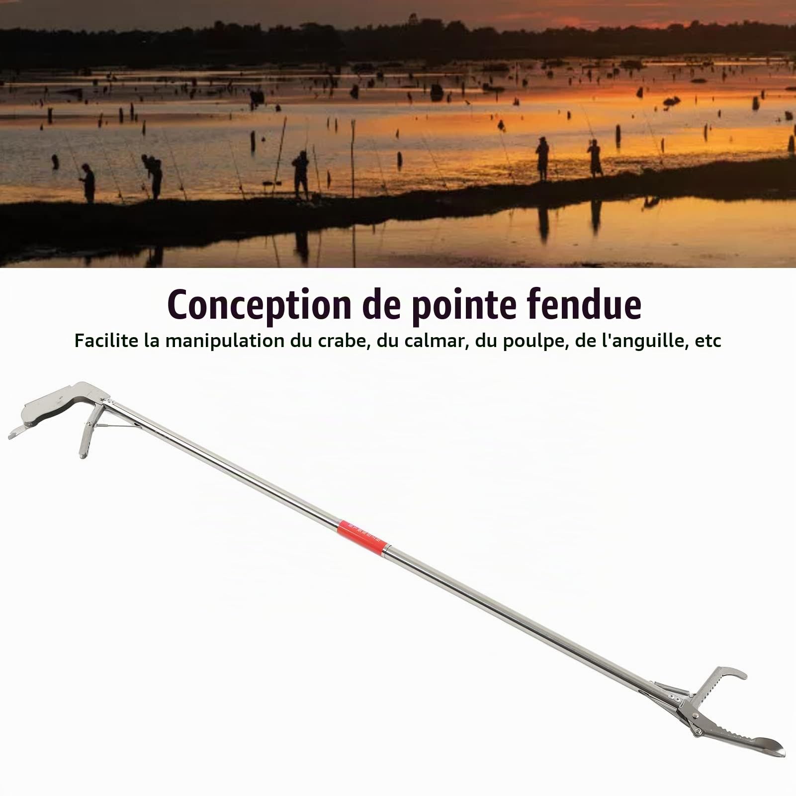 Pinces à Crabe en Acier Inoxydable, Pinces à Ciseaux de pêche Multifonctions à Pointe Fendue antidérapante Applicables au matériel