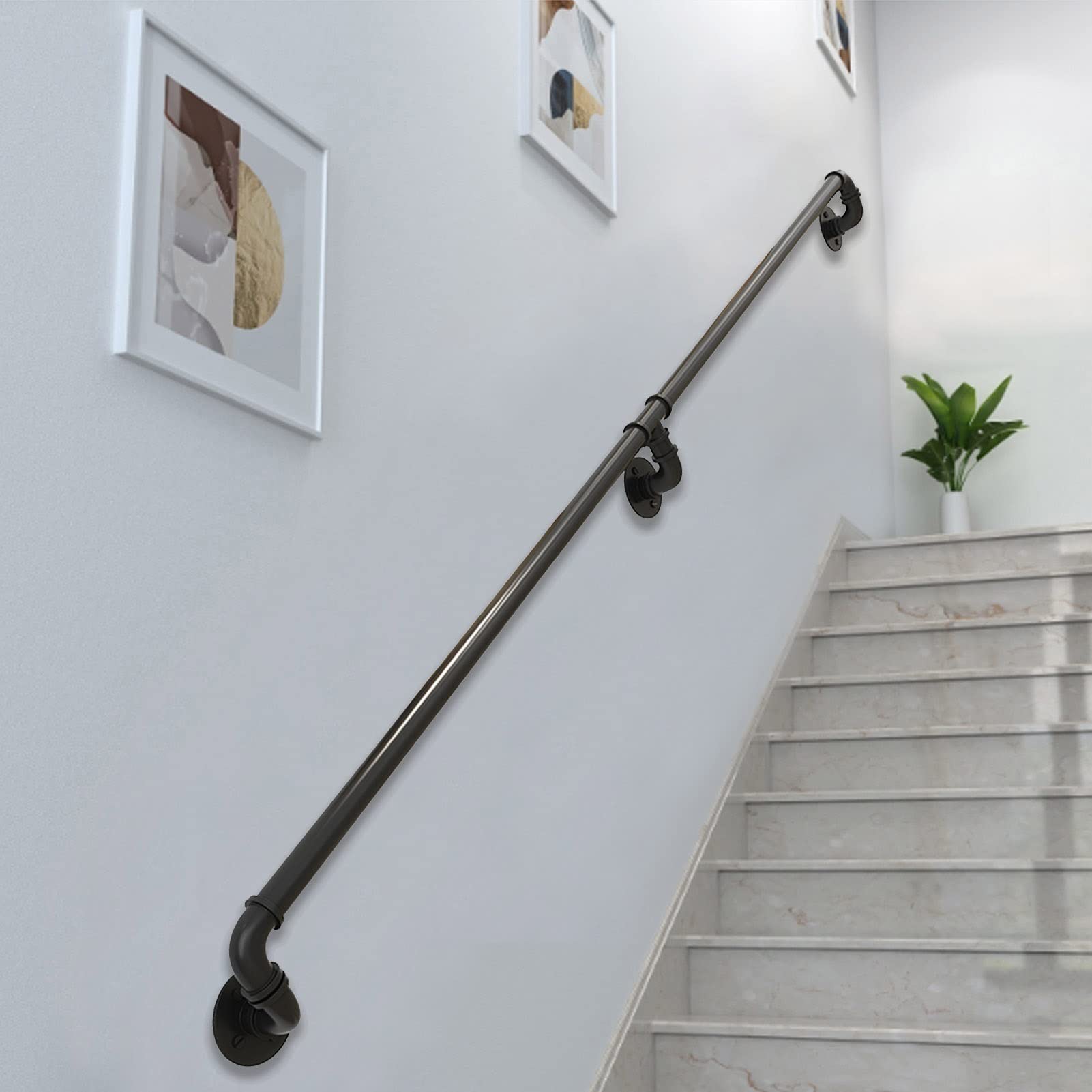 Main courante d'escalier noire de haute durabilité pour loft et villa