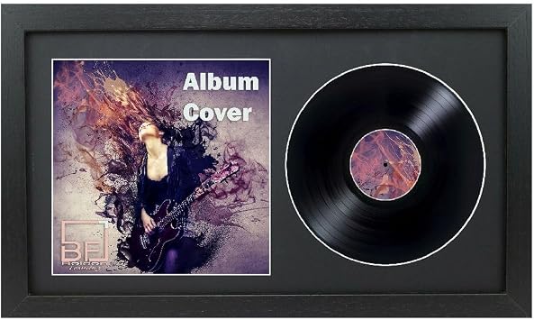 Matt Black 12 Record Double Vinyl LP Record and Album Cover Frame BLACK Mount Memorabilia Wall Display