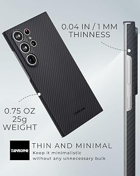 Samsung Galaxy S24 Ultra Phone Case, Thinborne 600D Aramid Fiber Magnetic Charging Ultra Thin & Lightweight Premium Carbon Feel Minimalist American Brand
