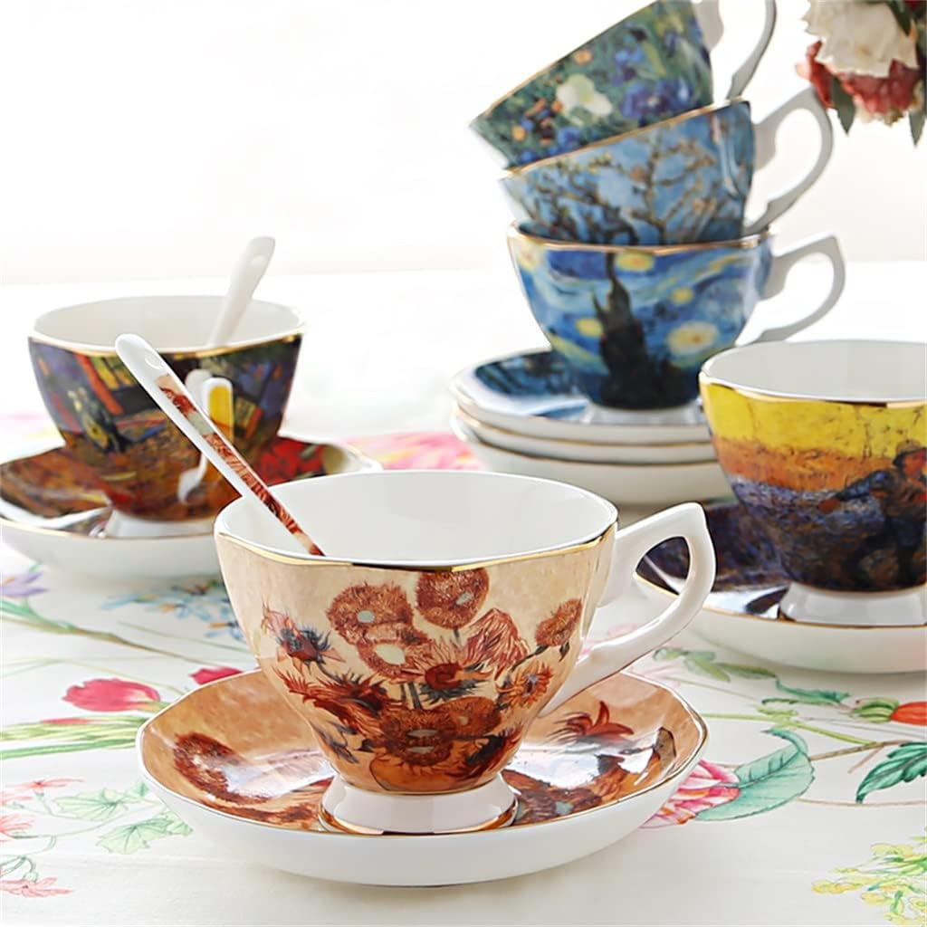 Art Painting Coffee Mugs The Starry Night Sunflowers The Sower Irises Saint-Remy Tea Cups(Style 4)