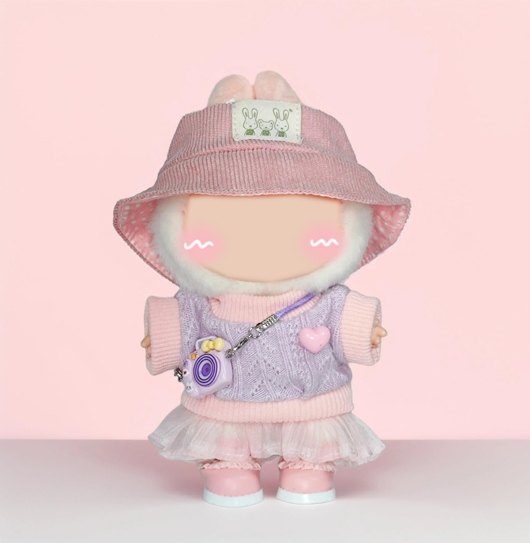Conjunto de 5 piezas de 6.7 in para muñeca, parte superior de punto, conjunto de moda para figuras coleccionables, sombreros, vestidos, faldas, accesorios colgados, cámaras, zapatos) no incluye muñeca 3