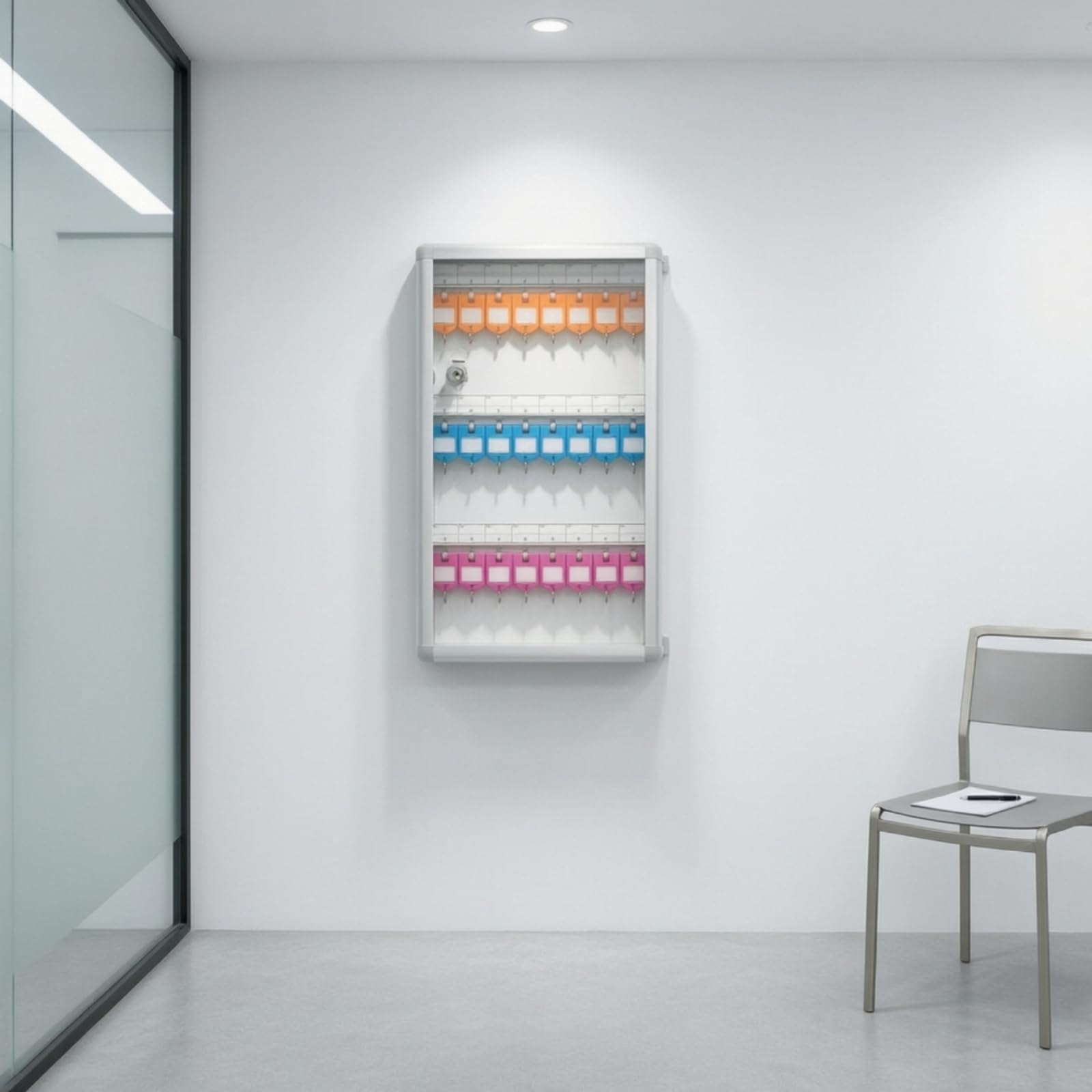 Armoire à Clés avec Panneaux Vitrées, 12 Clés