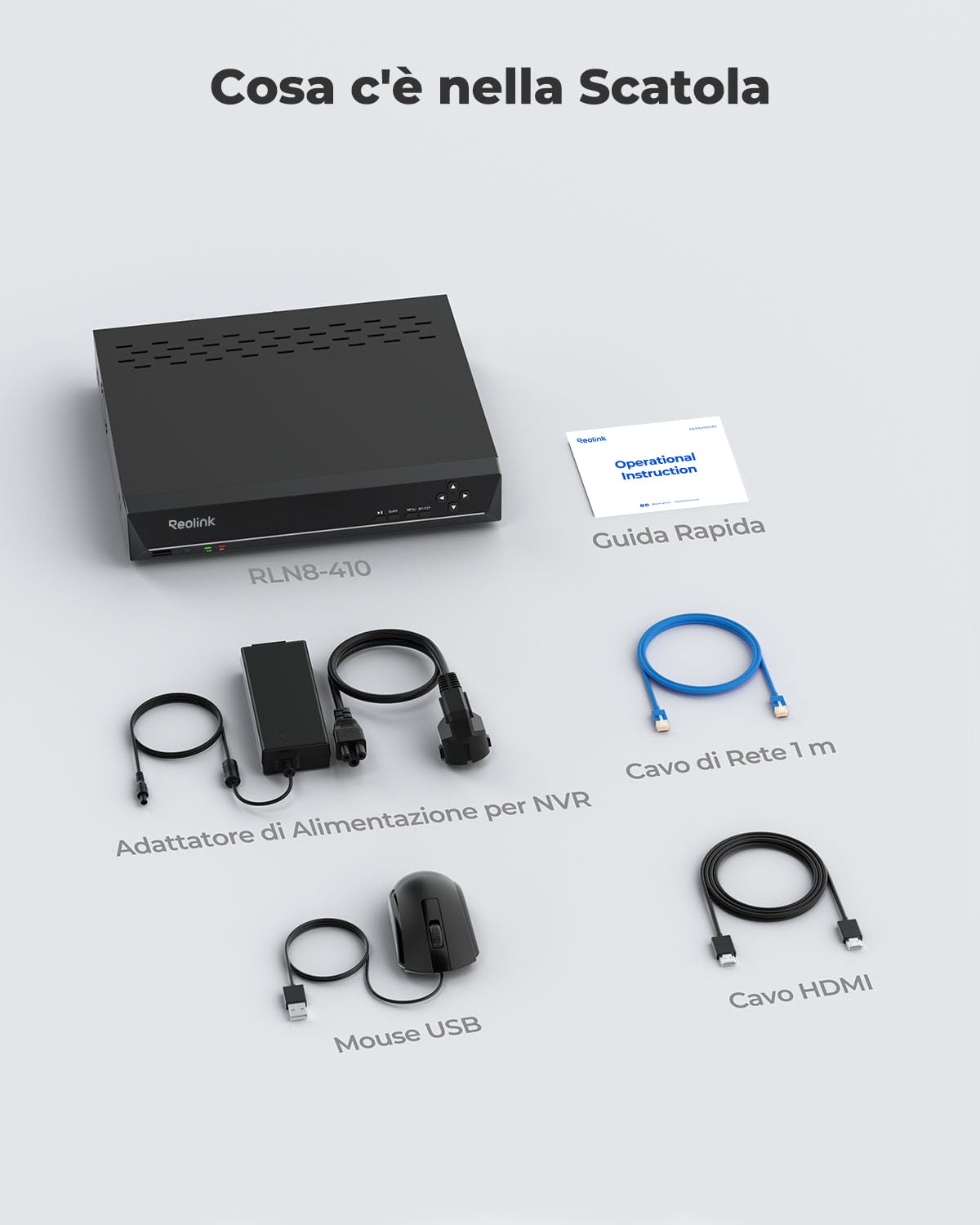 Reolink NVR PoE 8 Canali con 2TB HDD, Videoregistratore Cablato Supporta 16MP/12MP/4K/5MP/4MP, Accesso Locale e Remoto, Capacità Espandibile a 16TB, Videosorveglianza Registrazione 24/7, RLN8-410