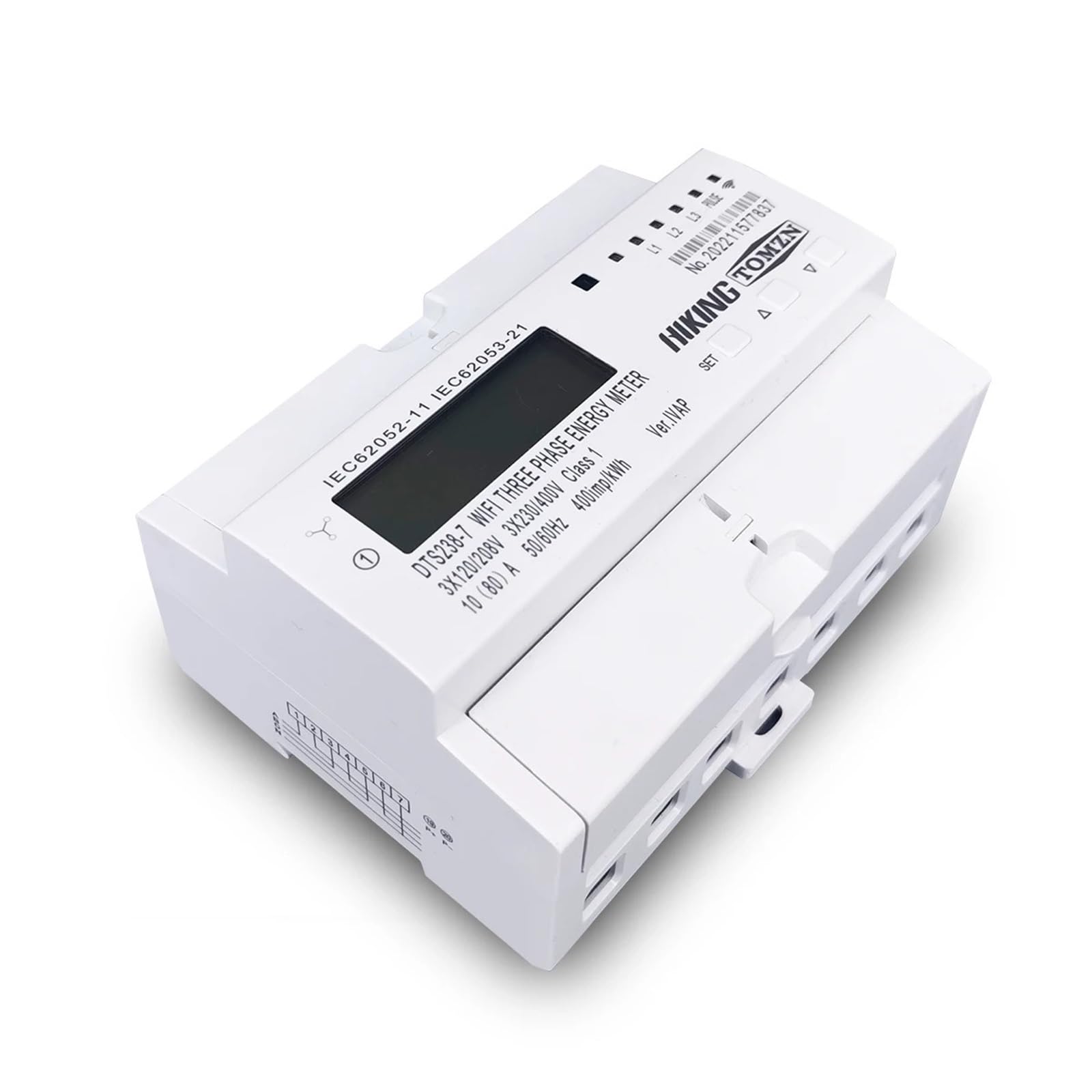 Medidor de energía bidireccional trifásico de 80 A, temporizador, interruptor de monitor de consumo de energía, vatímetro, 3 x 120 V, 3 x 220 V