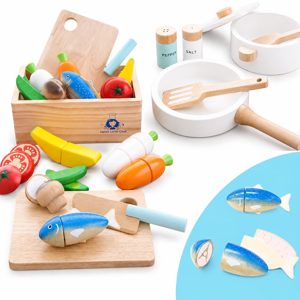 Amazon | Sweet Little Chef ままごとセット 木製 磁石 埋め込み