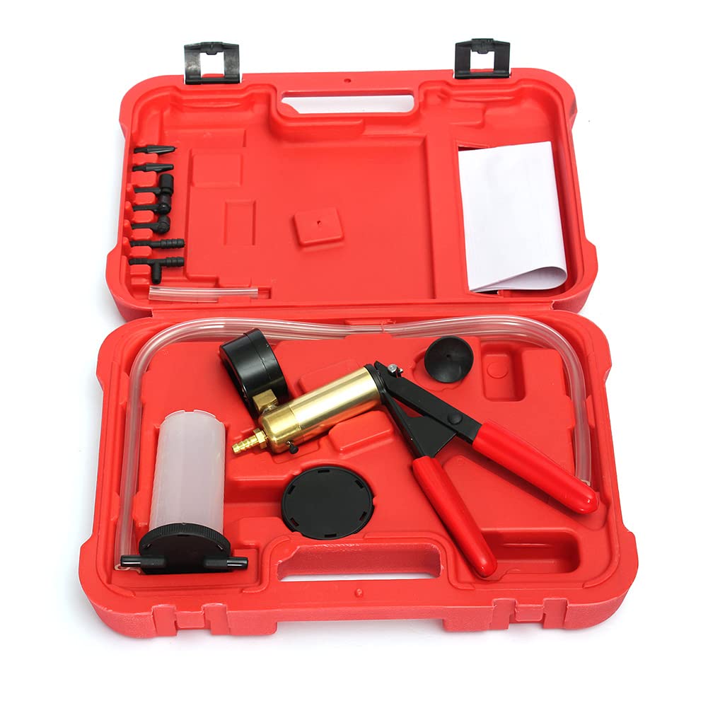 Zcargel Hand Vacuum Pump,2 in 1 Handheld Vacuum Pump Brake Bleeder Kit One-Man Brake Clutch Fluid Power Steering Fluid Bleeding System Tester Tool for bleeding car and motorcycle brakes