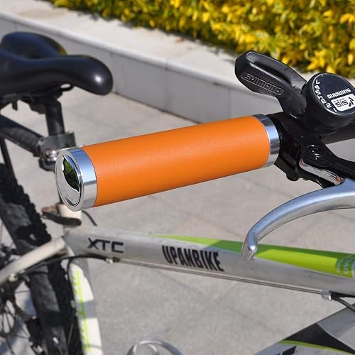 Miniatura 5 de UPANBIKE - Puños de piel para manillar de bicicleta de montaña, bicicleta de carretera, bicicleta de carretera, bicicleta de engranaje fijo, 0.866in