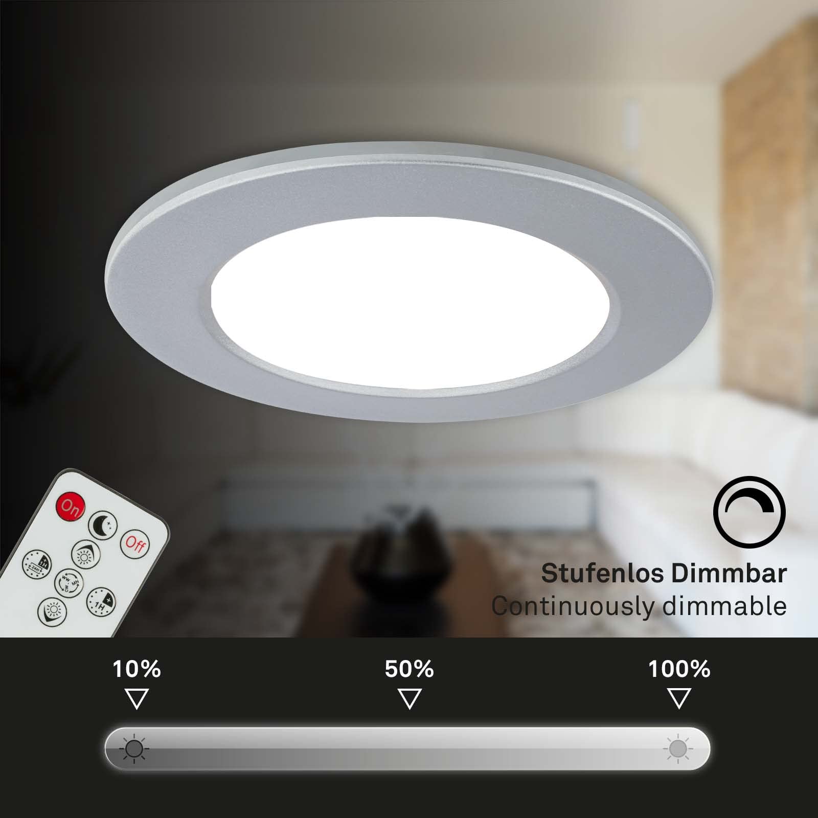 BRILONER - Juego de 3 focos empotrables de LED en el techo, focos empotrables de LED en el baño, focos empotrables en el baño IP44, cromo mate, 92x45 (DxH)