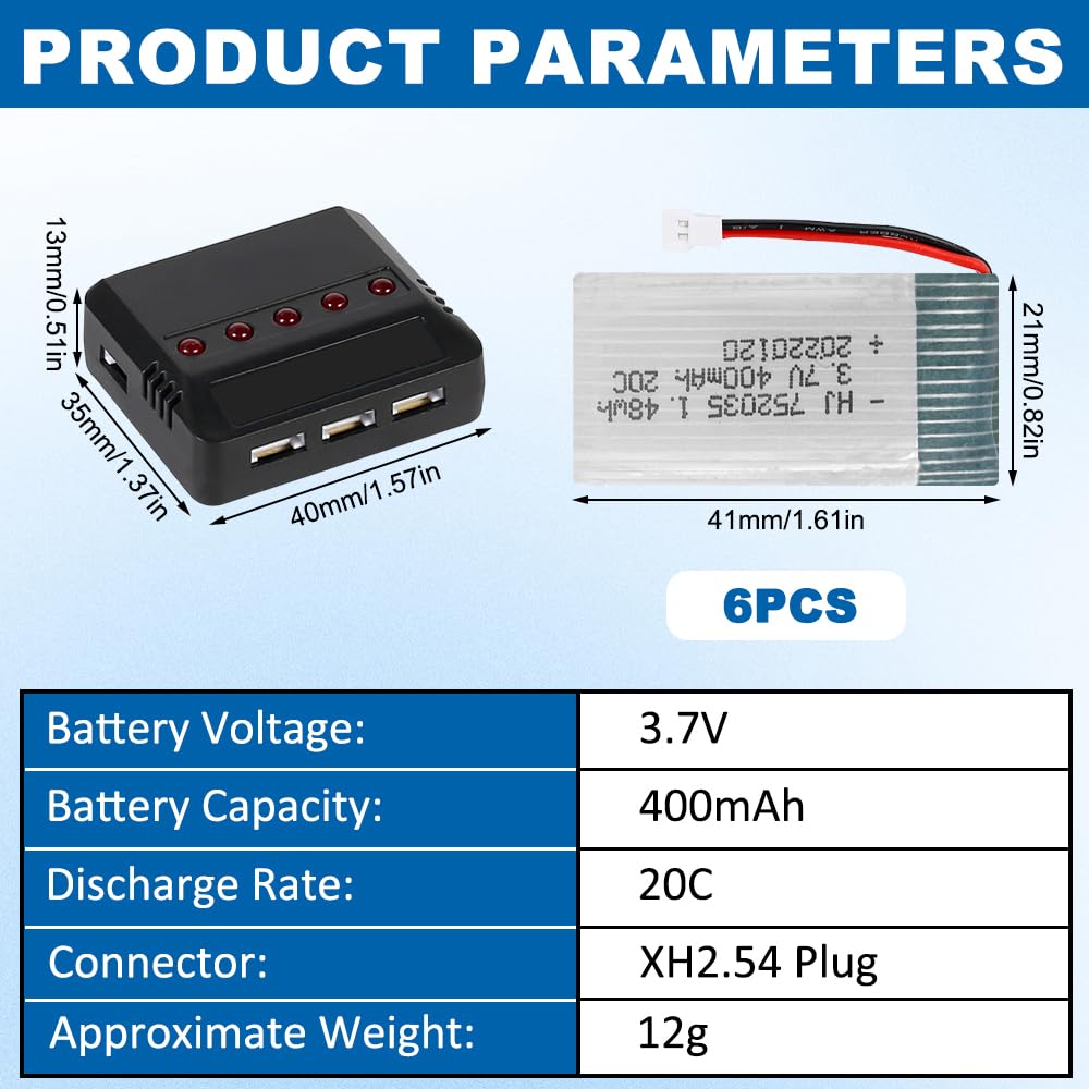 Batteria Lipo 300mAh 3-7V 25C per elicotteri e droni