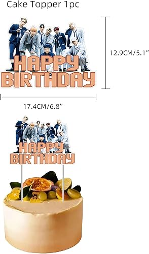 Miniatura 4 de ATEEZ - Juego de regalo de decoración de cumpleaños, suministros de fiesta de cumpleaños ATEEZ, incluye pancartas ATEEZ, decoración para tartas, 12