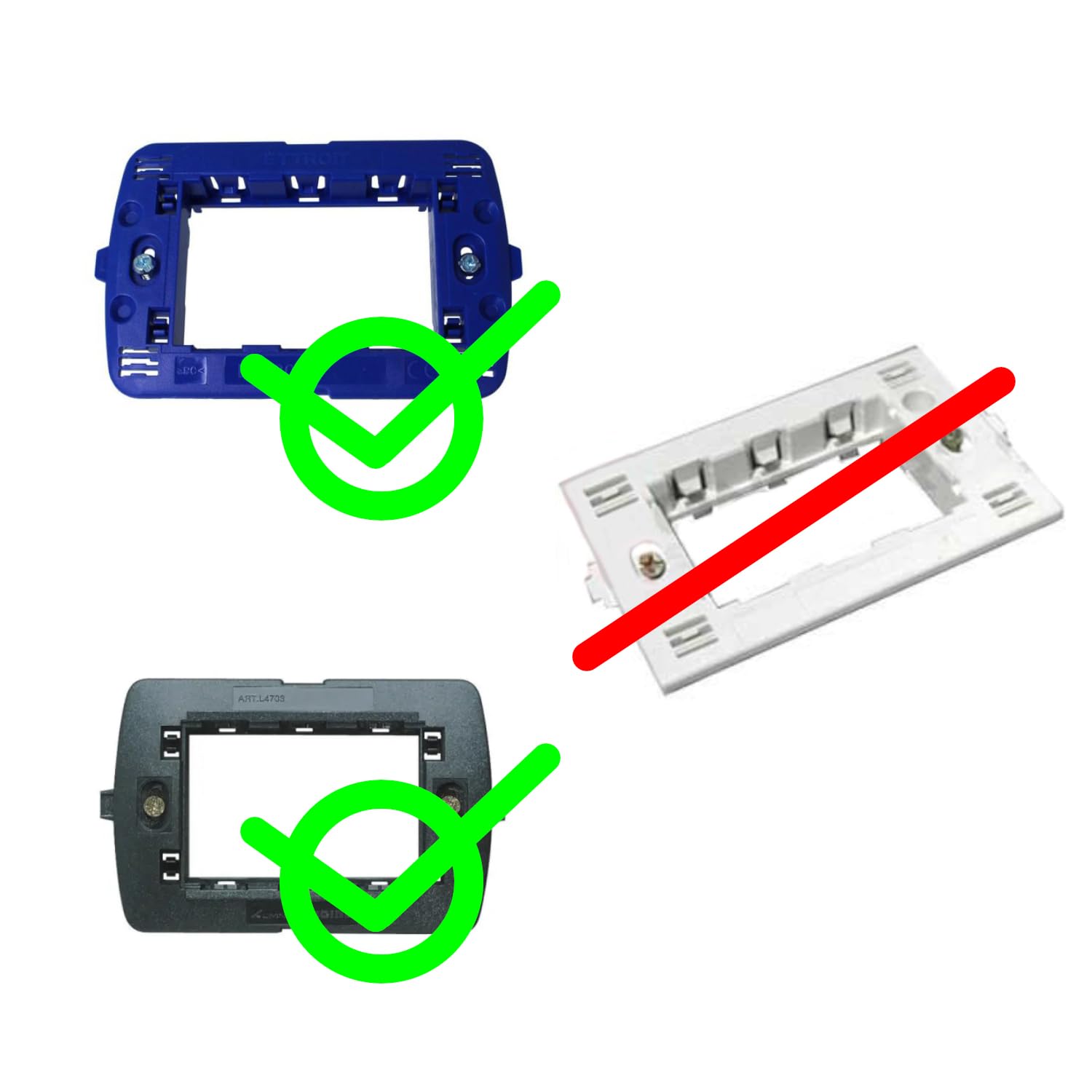 Lot De 4 Plaques Compatibles Avec Bticino Living, Plaques En Plastique Carru00e9es 3 Places