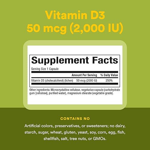 Miniatura 4 de Natural Factors Vitamina D3 vegana 2000 UI, apoya la salud ósea e inmunológica, 90 cápsulas