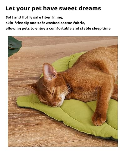 Pet Mat For Dog Cat With Leaf Shape Design Reusable Cotton Pad For Dogs And Cats Indoor Comfortable Durable Sleeping Cushion Washable Crate Cotton Mat Summer Cotton Green Leaf Pads #TOP5