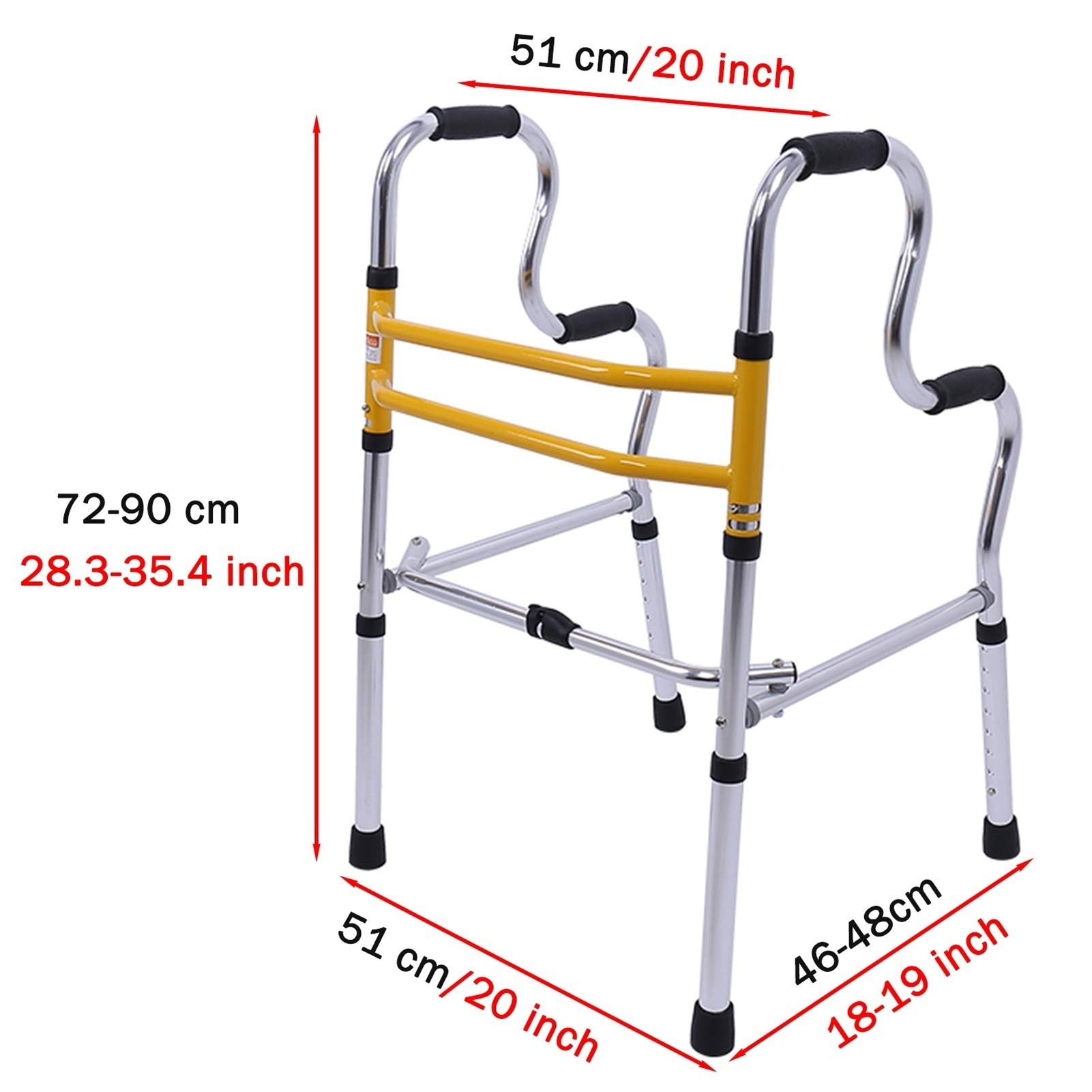 Andador Plegable Regolable En Altura, Andador para Ancianos con Cesta, Ligero Y Resistente, Ideal para Uso Interior Y Exterior (Walker+2 Wheels+Seat)