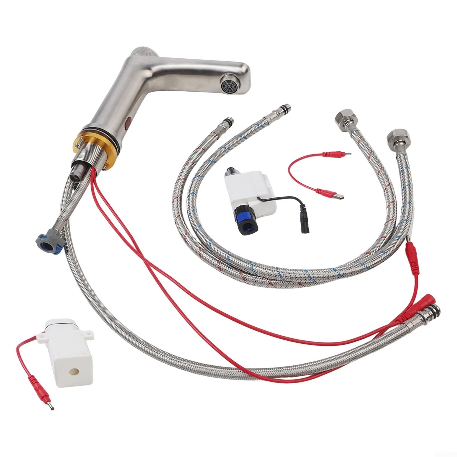 Robinet mitigeur à capteur infrarouge en acier inoxydable 304 pour salle de bain et cuisine 170 x 105 mm (argent)
