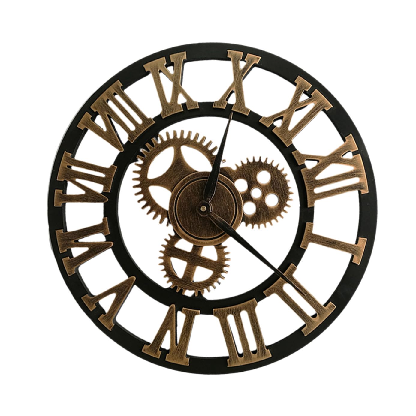 Horloge murale industrielle engrenage 40 cm dorée rétro Amosfun