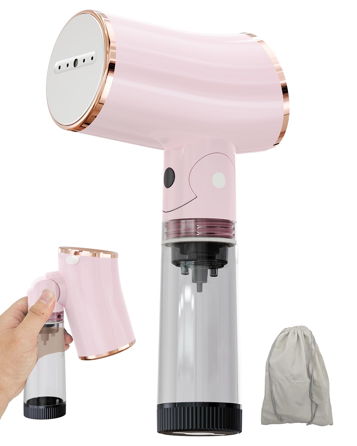 Vaporizador plegable de tamaño de viaje para ropa, vaporizador portátil de ropa con voltaje de 110-120 V, potencia de 1000 W, capacidad del tanque de agua de 6.8 fl oz, cable de alimentación de 8 pies