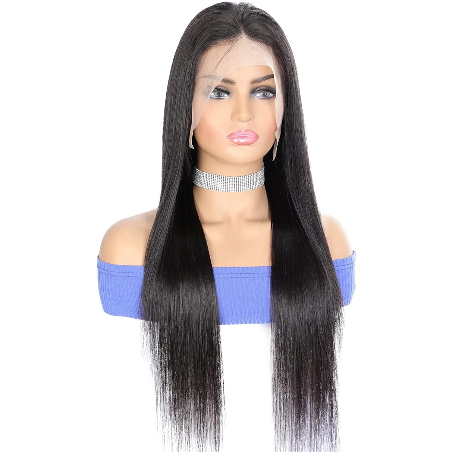 Front lace Wig, Straight Hair, Human Hair, Handmade, Ladies Wig, 12-24 inches, Natural Black (Size: 20 inches) (Size : 14 Inch) (18 Inch)