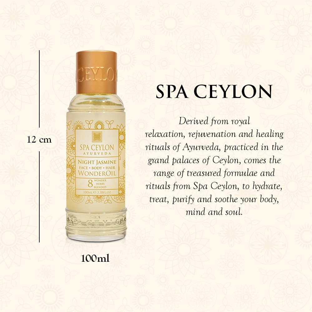 SPA CEYLON Wonder Oil Night Jasmine, Enriching Moisturizing Body Oil with Ayurvedic Herbs for Skin & Hair Vitality - Image 2