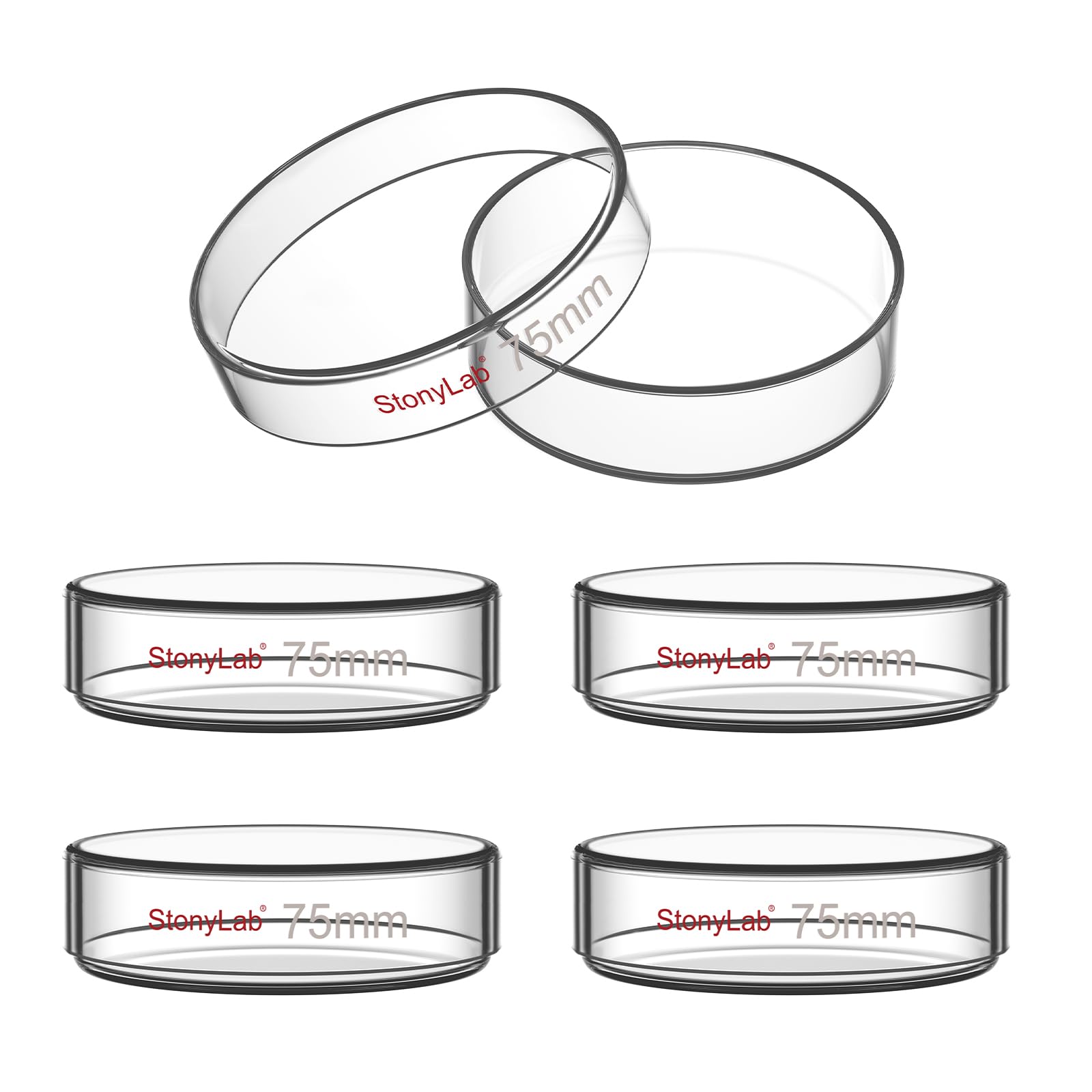 stonylab Glass Petri Dish with Lid, 5-Pack Borosilicate Glass Clear Culture Dish for Laboratory, 90x20 mm — Amazon image 11
