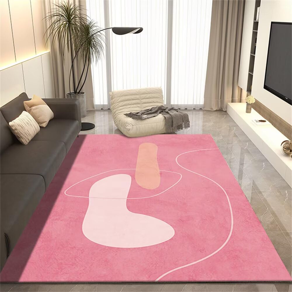 Tapis de salle à manger lavable 140x200 rose doux pour une ambiance cosy